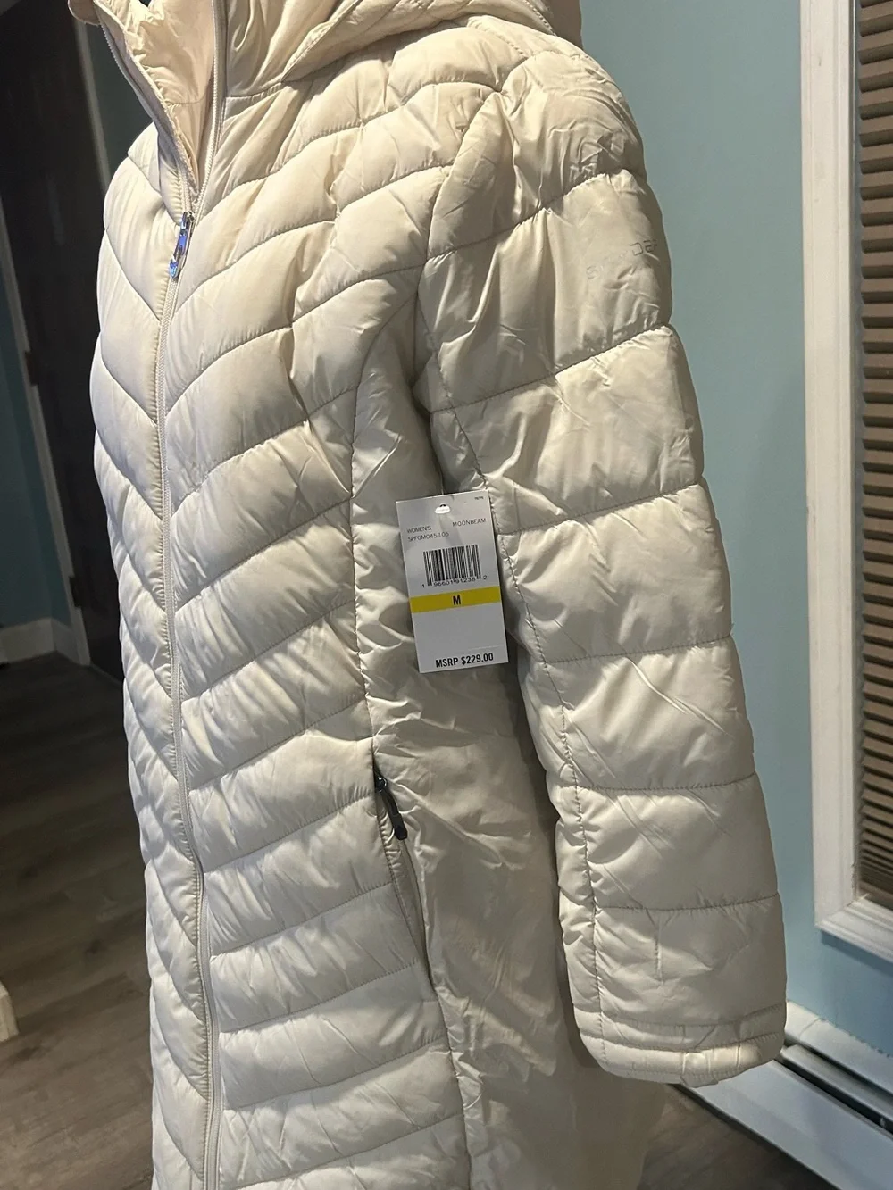 NWT Spyder Women's Cream Quilted Hooded Puffer Coat